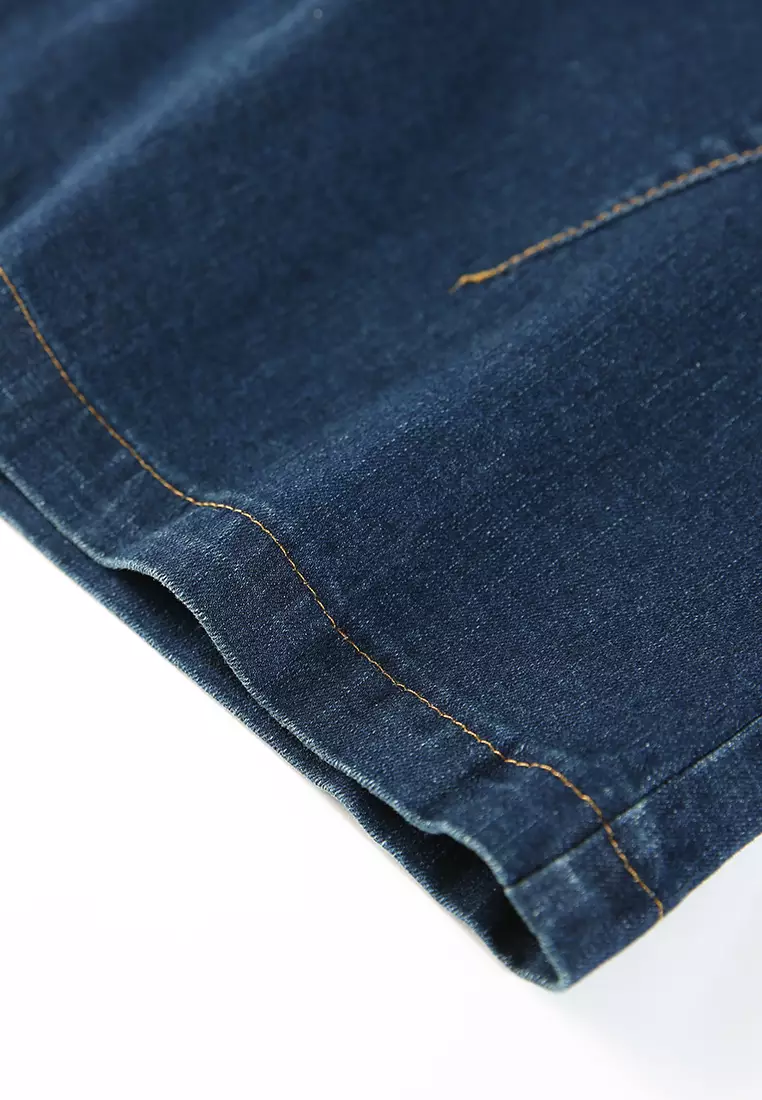 A-IN GIRLS Elastic Waist All-Match Jeans