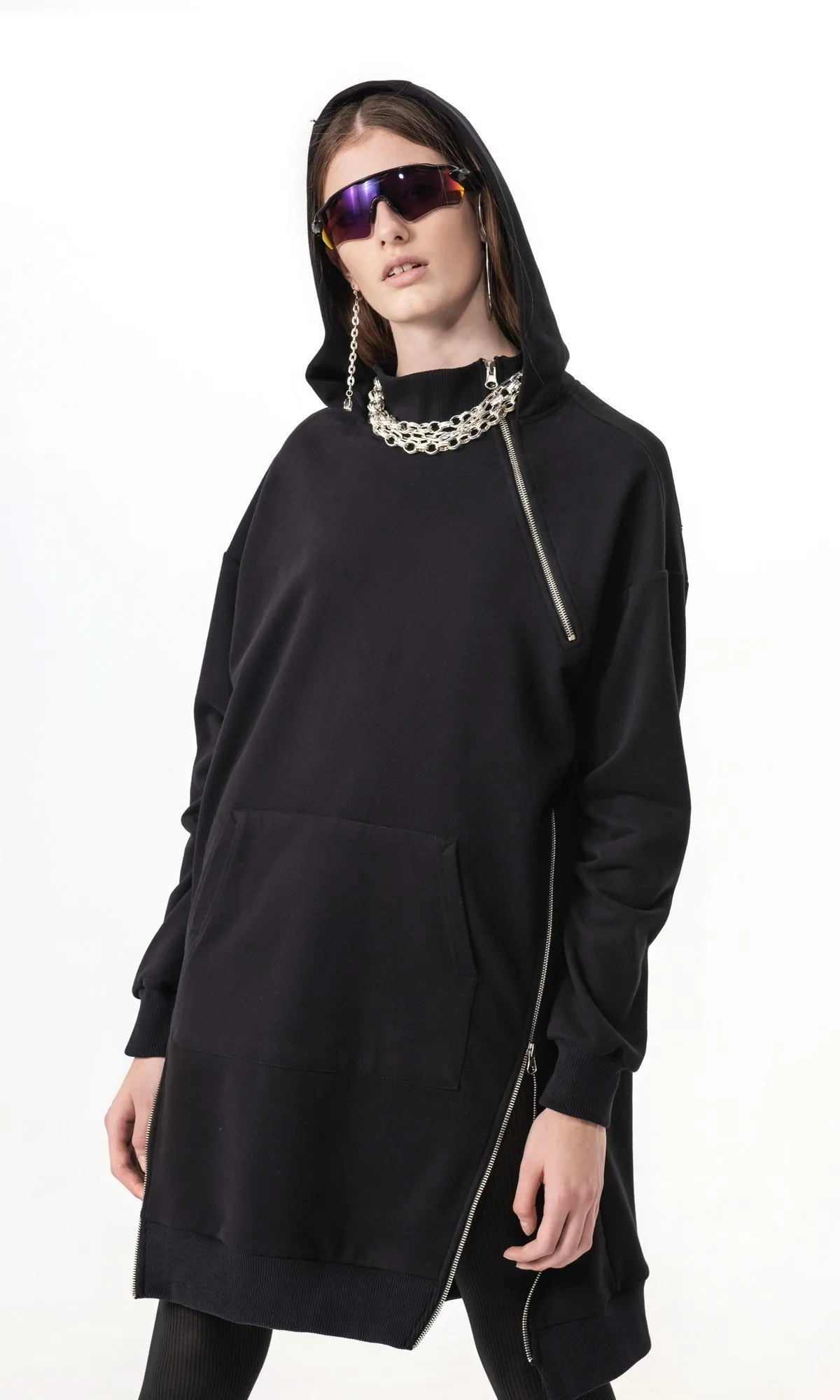 Aakasha  |Long Sleeves Plain Cotton Long Hoodies & Sweatshirts
