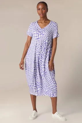 Abstract Harlequin Jersey Bubble Dress - Pansy/White - SPD3611-AHJ