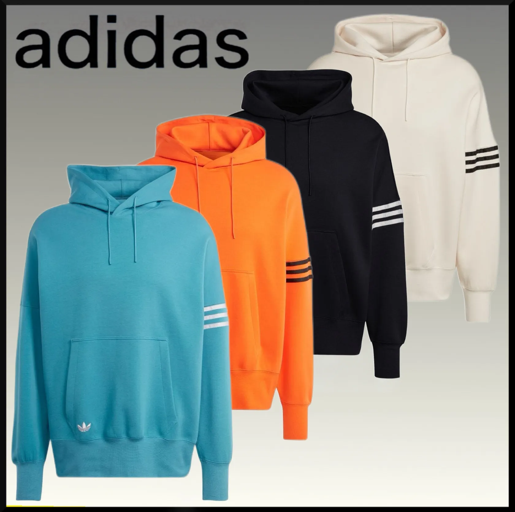 adidas  |Unisex Street Style Long Sleeves Plain Cotton Logo Hoodies