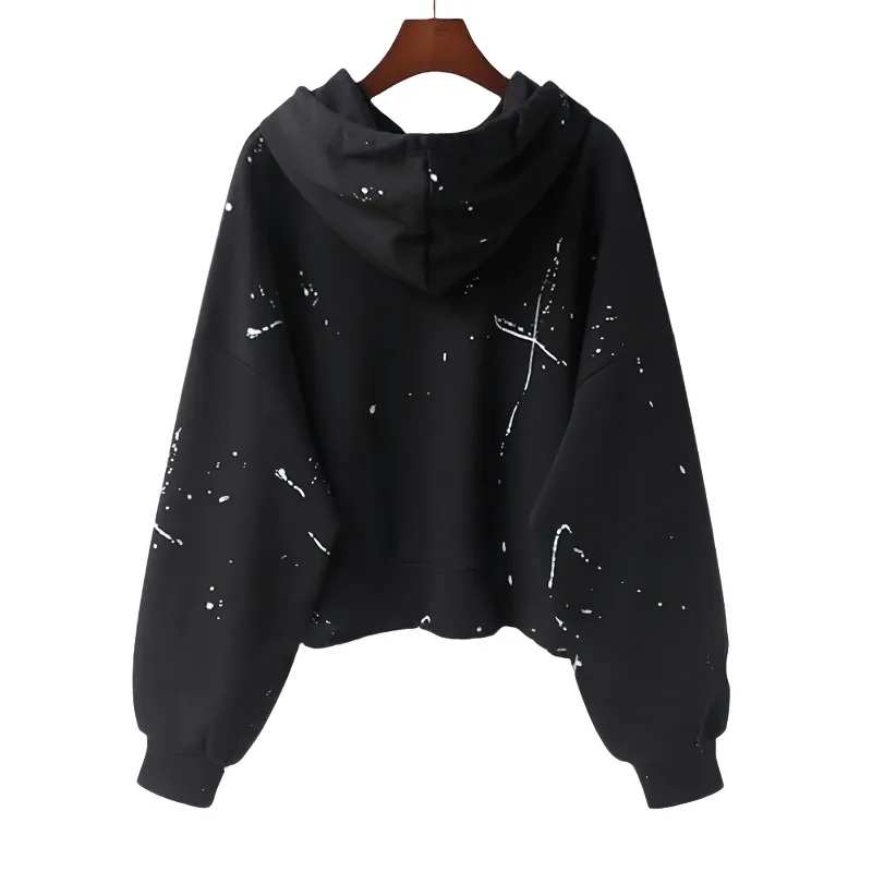 Aesthetic Lantern Sleeves Hoodies for Women / Fashion Loose Short Cotton Hoodie