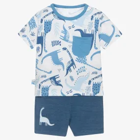 Baby Boys Blue Cotton Dinosaur Shorts Set