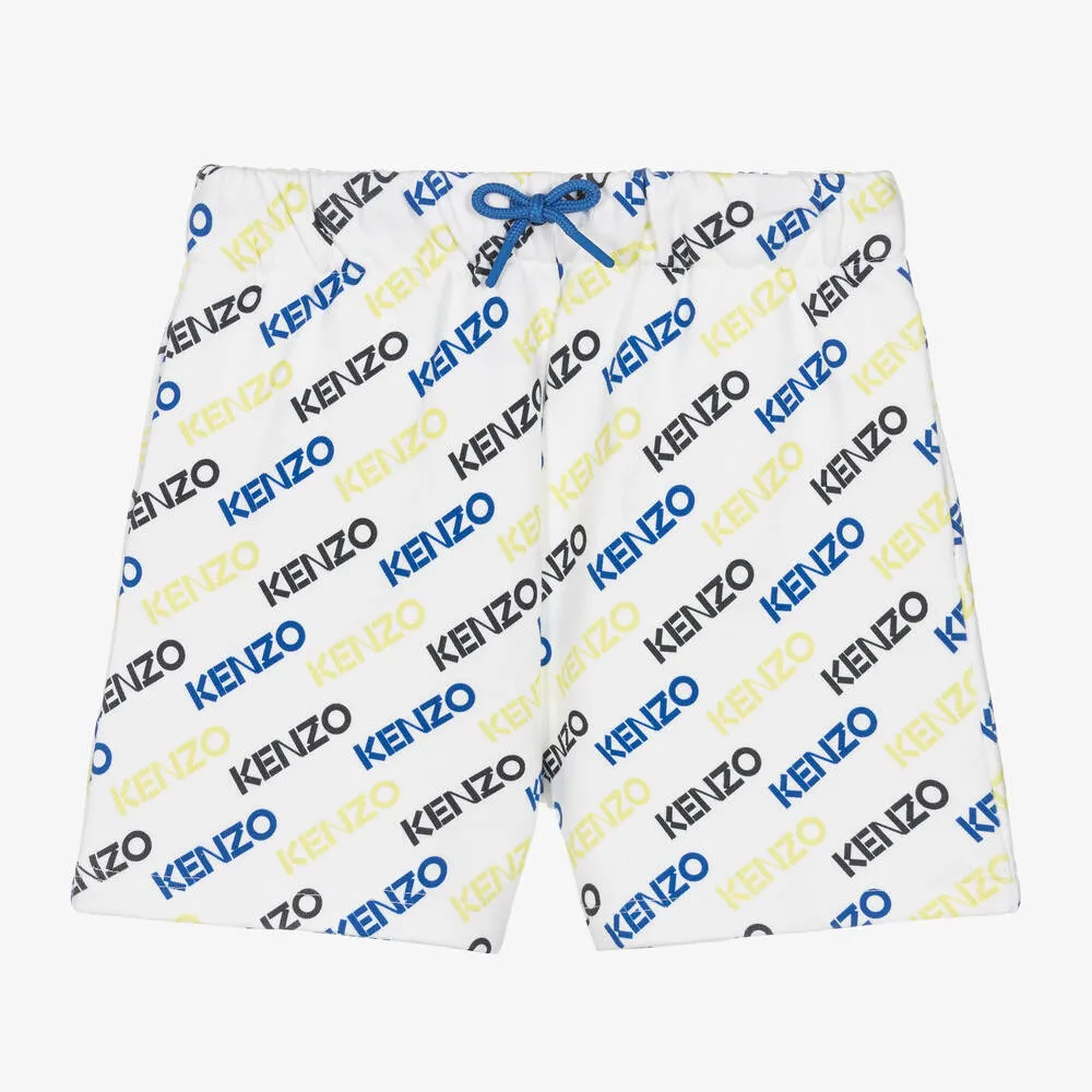 Baby Boys White Cotton Logo Shorts