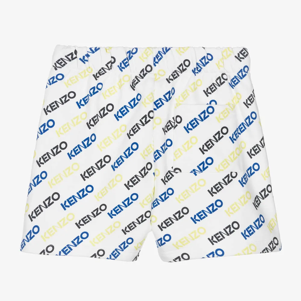 Baby Boys White Cotton Logo Shorts
