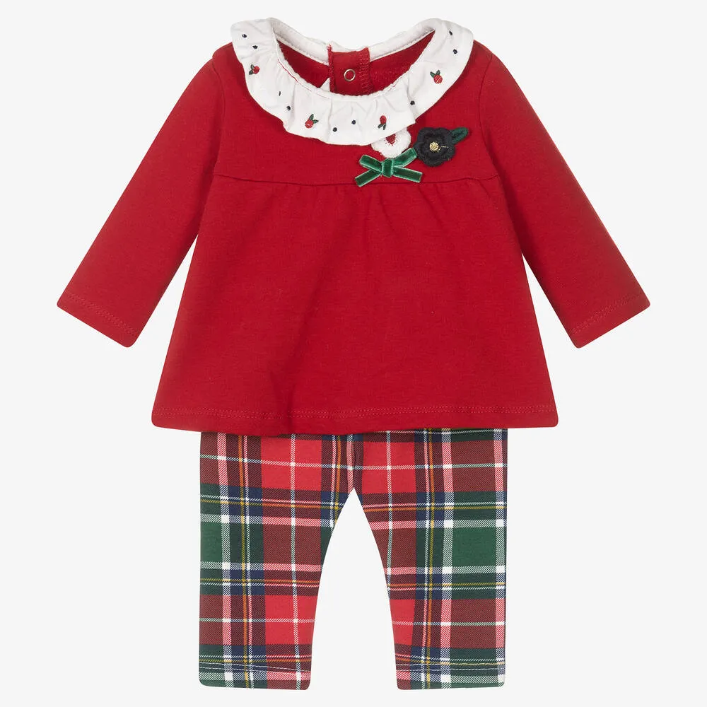 Baby Girls Red Tartan Leggings Set
