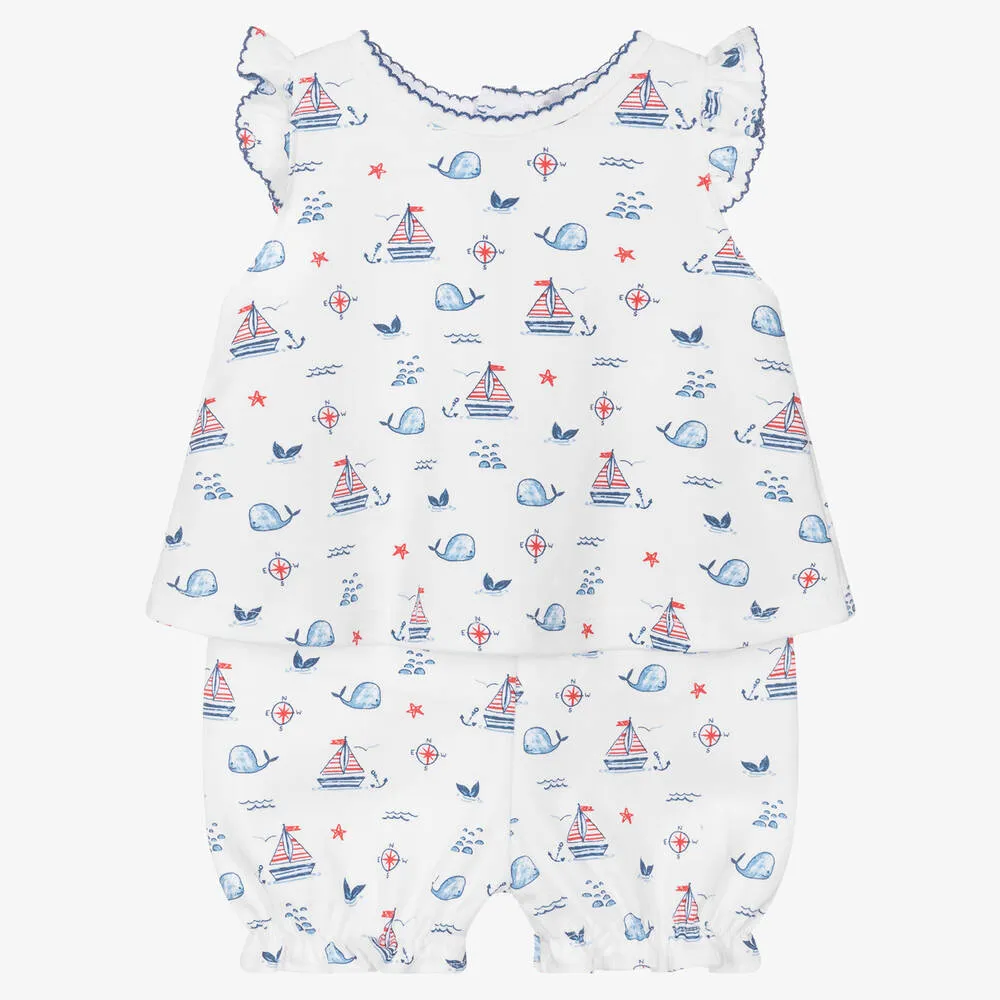 Baby Girls Sail N Whale Cotton Shorts Set