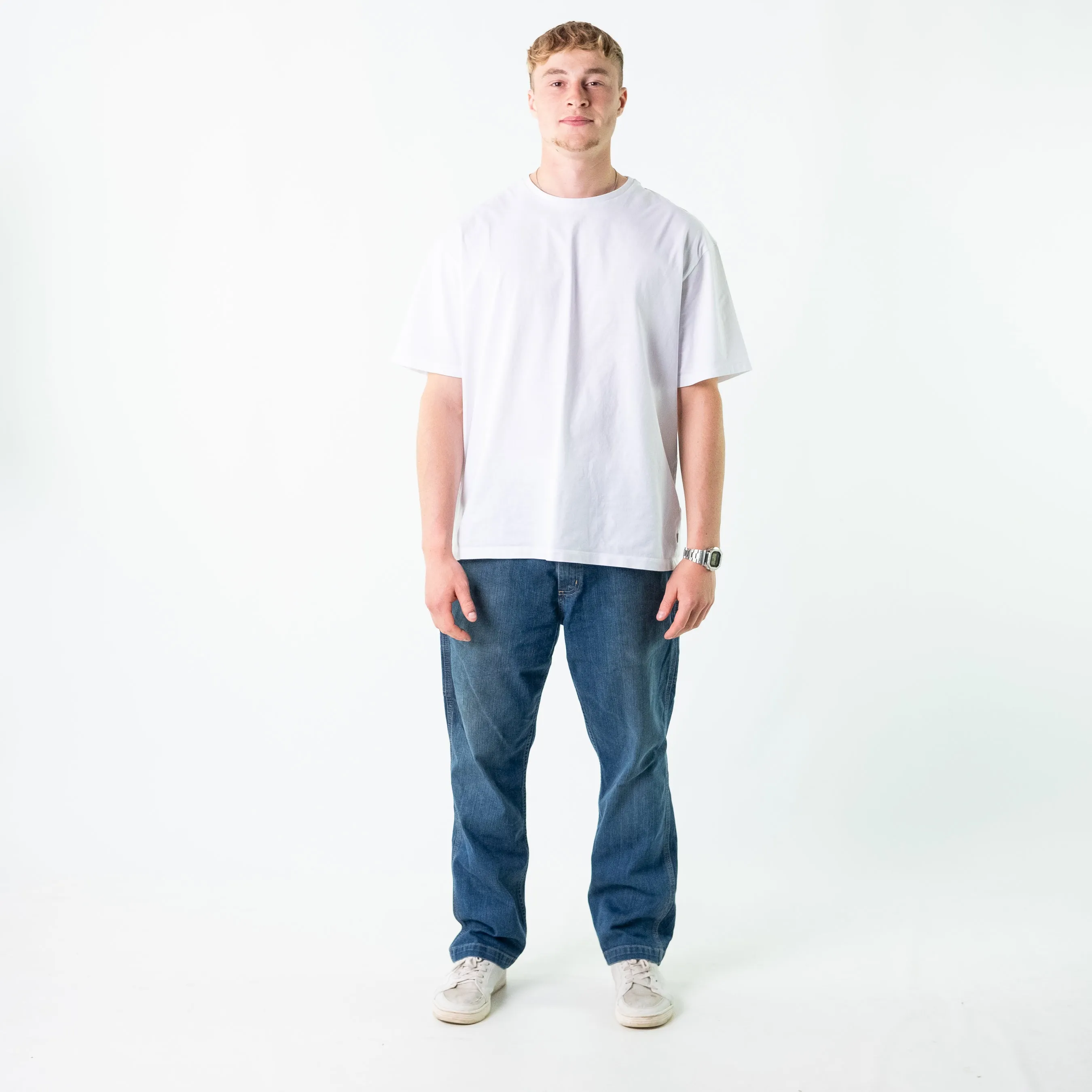 Blue 90s Carhartt Denim Carpenter Jeans Baggy Pants (38x30)
