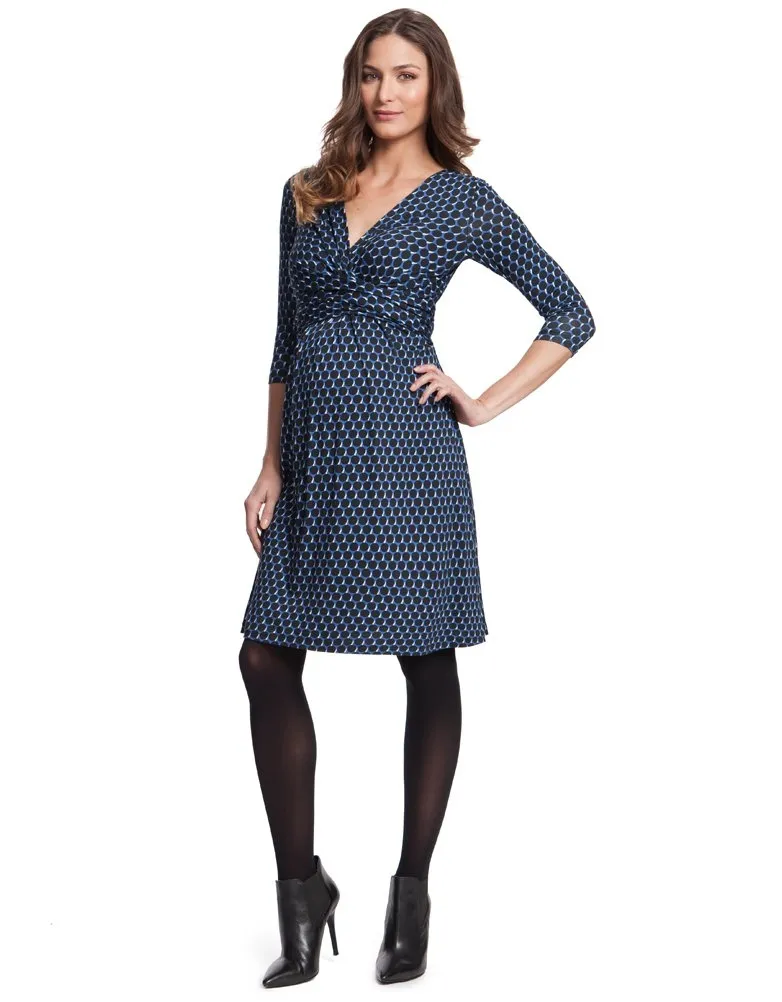 Blue Bubble Print Maternity Jersey Dress