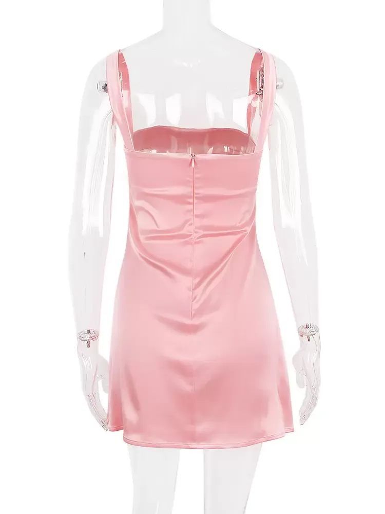 Bodycon Dress Square Neck Straps Backless Zipper Sexy Party Mini Dresses