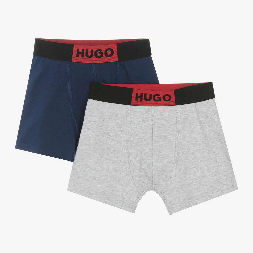 Boys Blue & Grey Boxer Shorts (2 Pack)