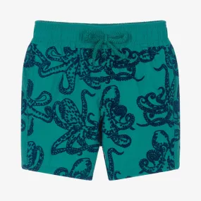 Boys Green & Blue Octopus Swim Shorts