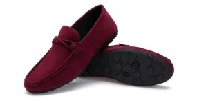 Burgundy Suede Mens Casual Loafers Flats Shoes