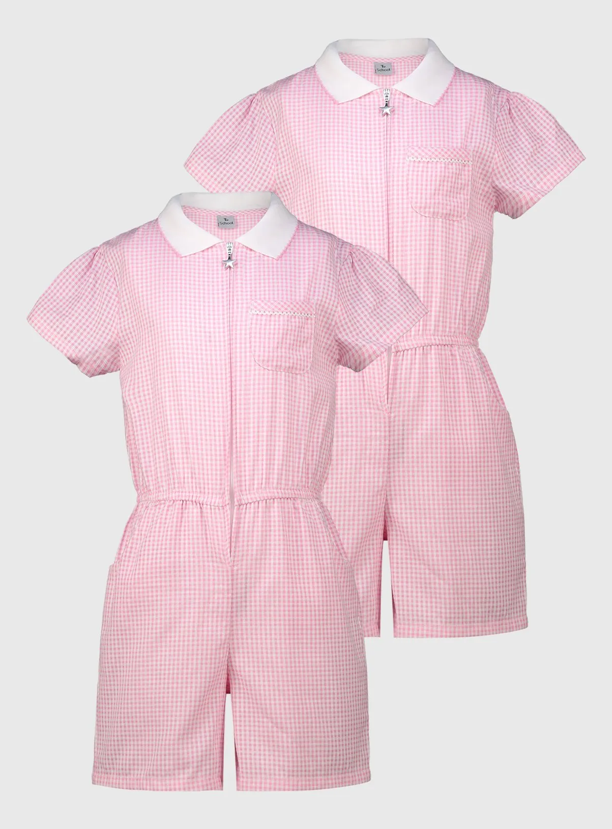 Buy Pink Gingham School Playsuit 9 years | School dresses | Tu