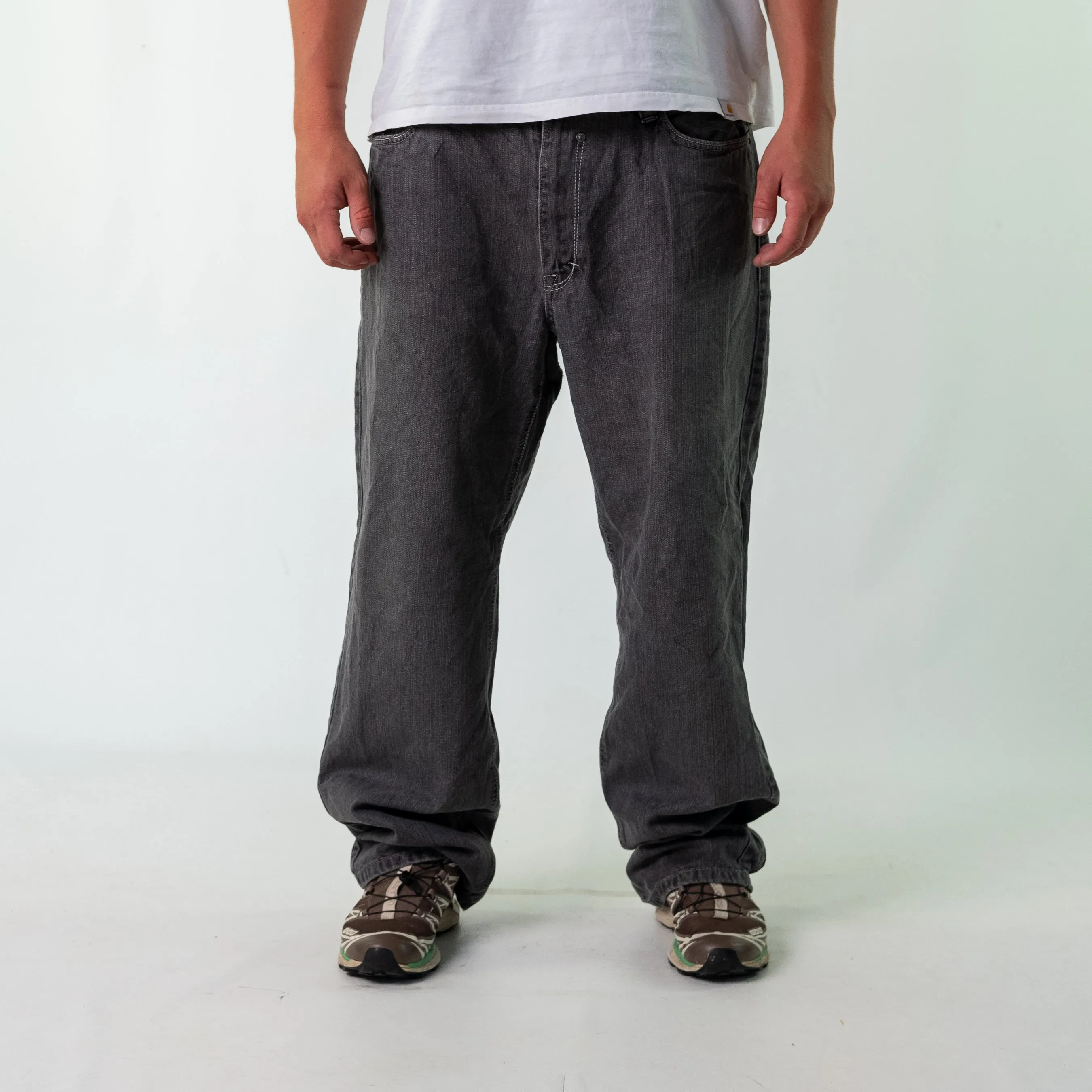 Charcoal Grey 90s Enyce Denim Hip Hop Jeans Baggy Pants (36x32)