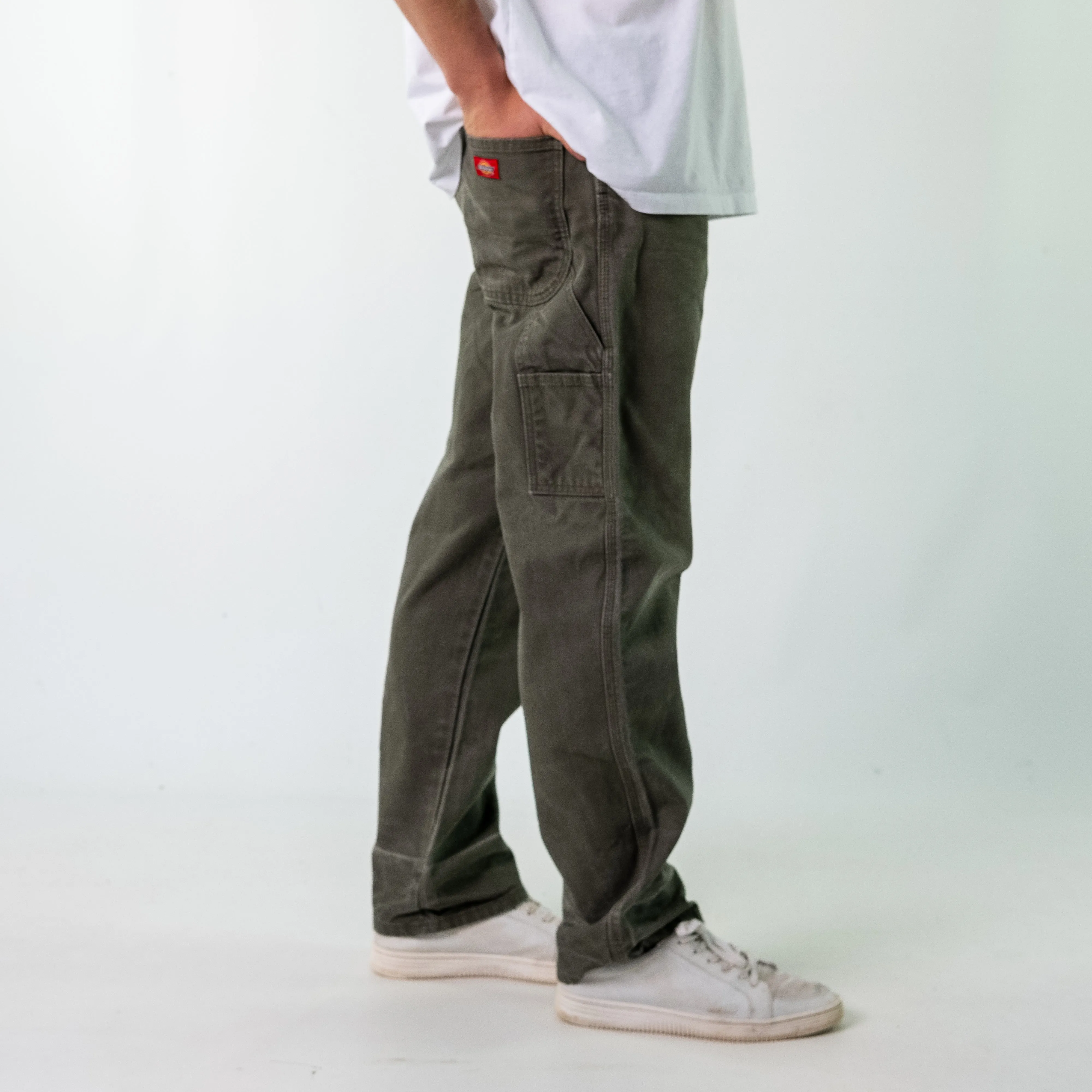 Dark Green 90s Dickies Denim Carpenter Jeans Baggy Pants (32x32)