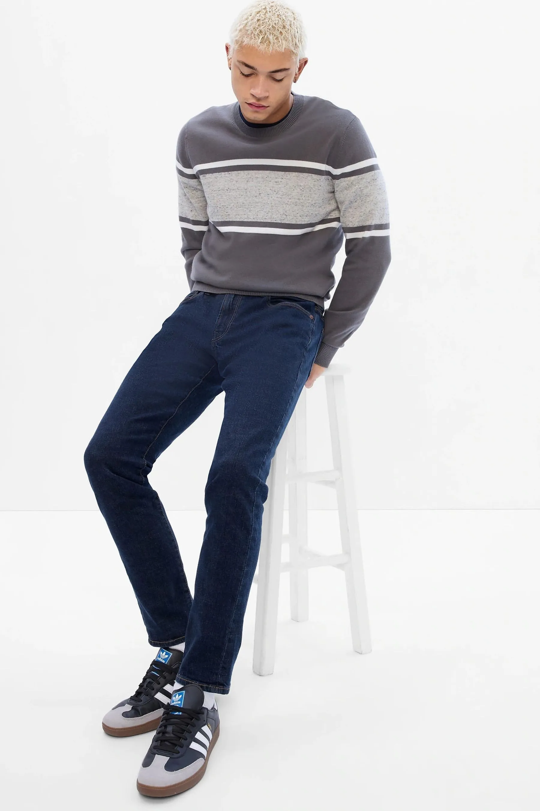Dark Indigo Blue Slim Fit Comfort Stretch Tapered Jeans