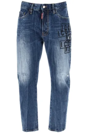 Dsquared2    Dsquared2 Dark Wash Icon Stamps Bro Jeans In