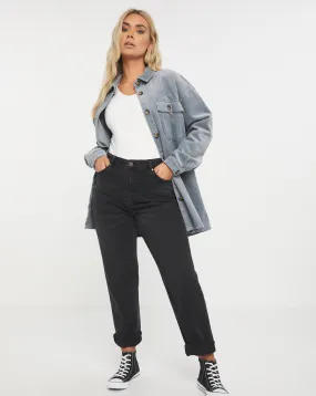 Esme Washed Black High Waist Straight Leg Jeans | Simply Be