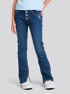 Girls Coloured Bootleg Denim Jeans in Dark Wash