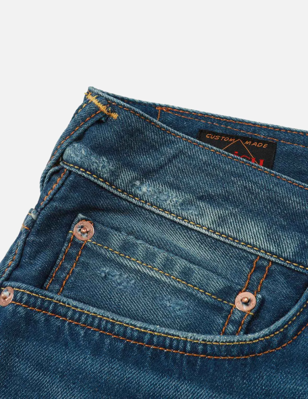 Graffiti Daruma Daicock Print Denim Shorts