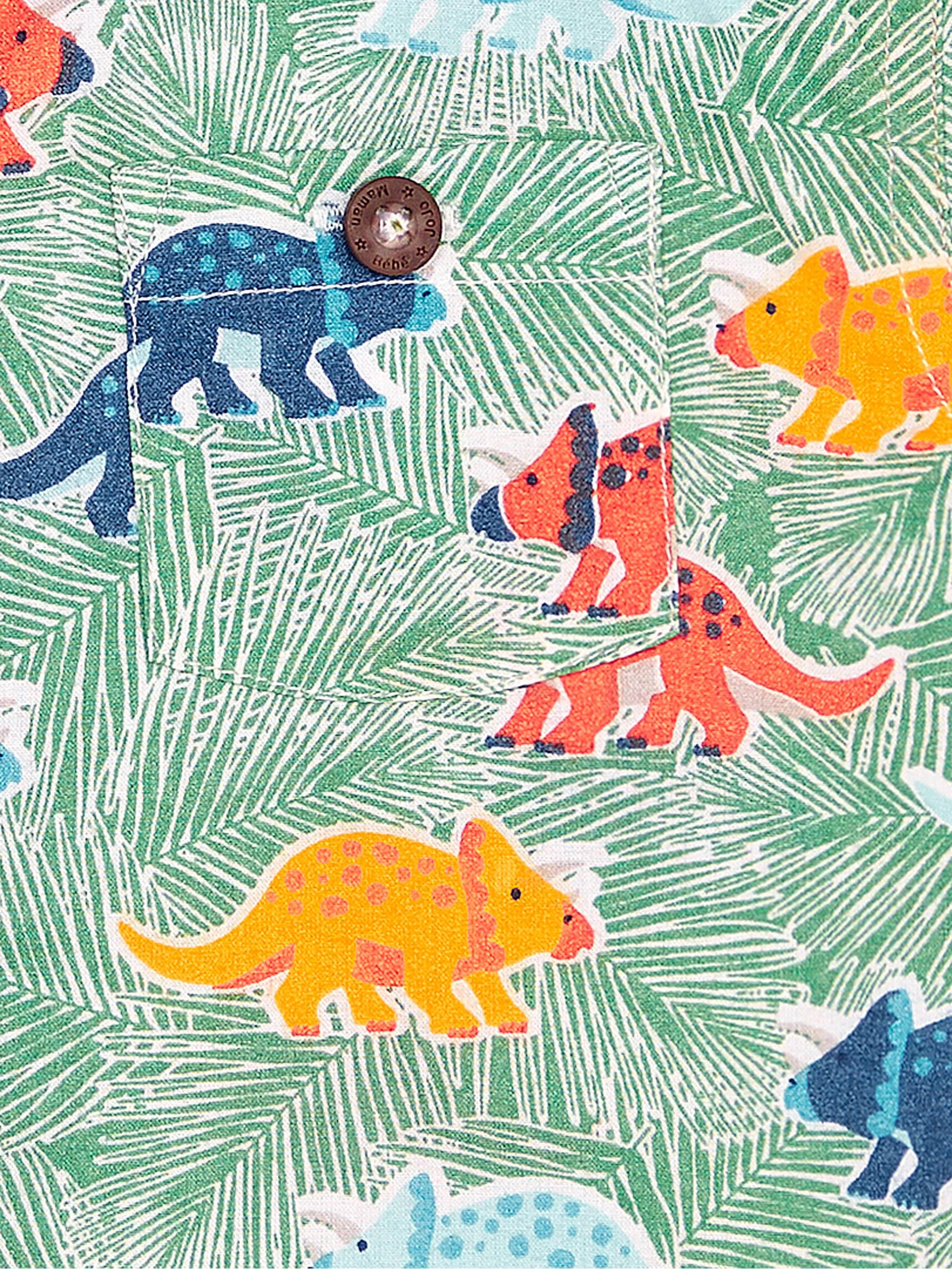 Green Triceratops Printed Shirt & Shorts Set