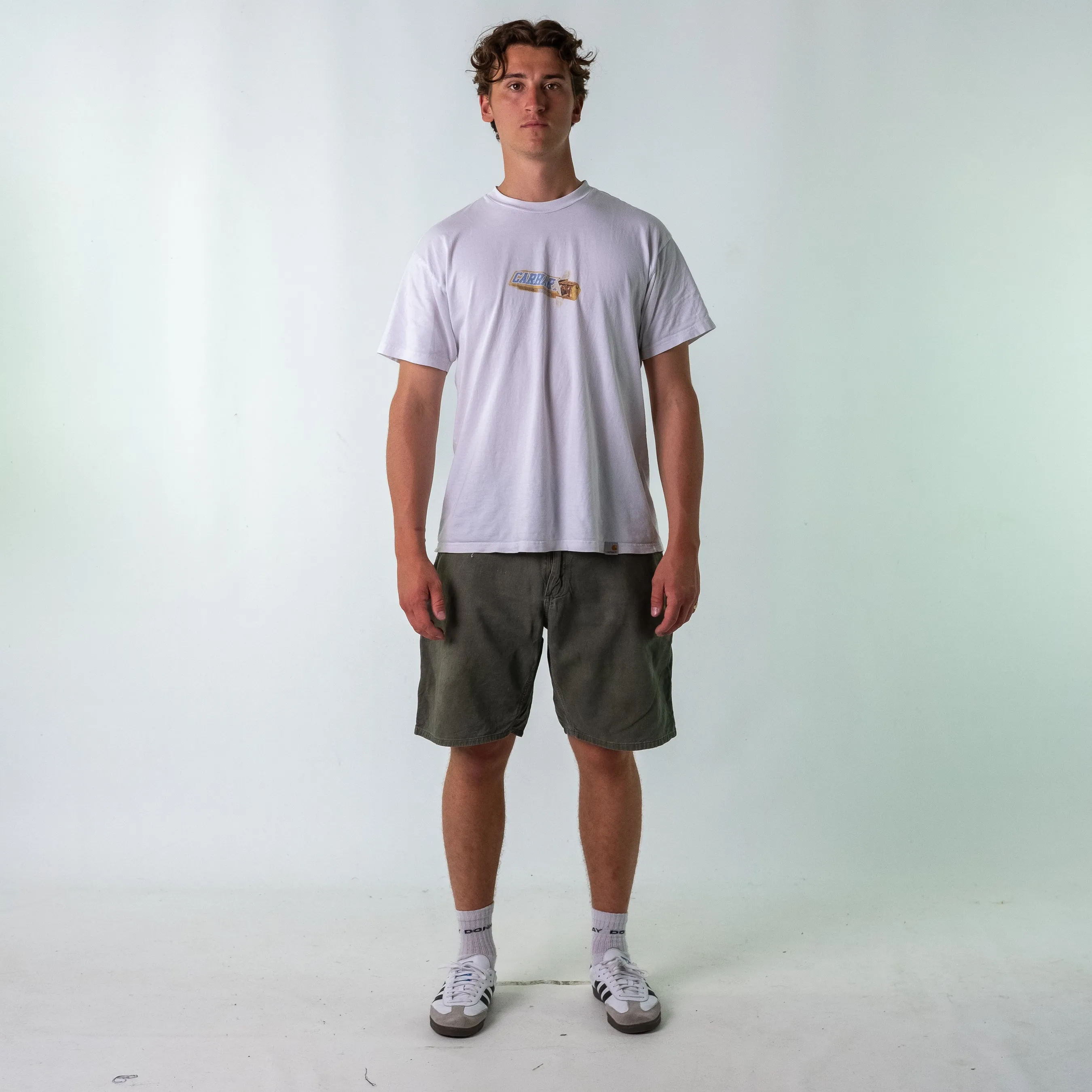 Grey 90s Carhartt Denim Carpenter Jorts Shorts (34)