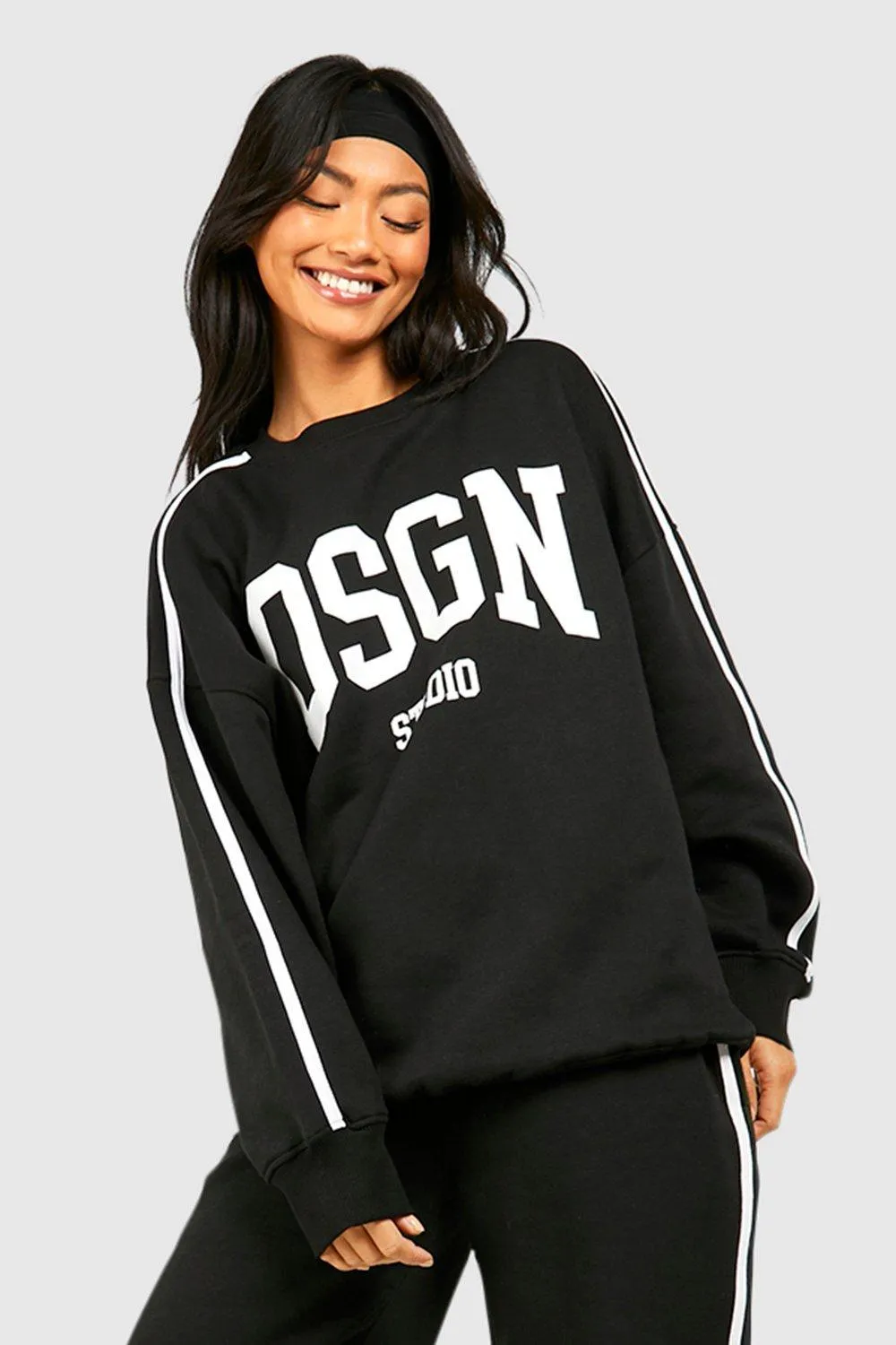 Hoodies & Sweatshirts | Dsgn Studio Slogan Side Stripe Oversized Sweatshirt | boohoo