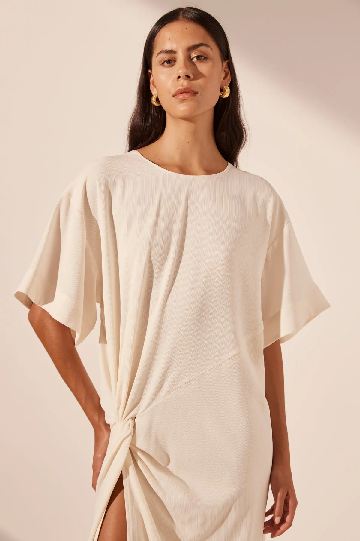 ILIAD T SHIRT MIDI DRESS - RICE