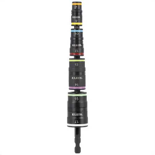 Klein® 32934M 8-in-1 Metric Impact-Rated Flip Socket Set, Steel Alloy, 5 pc, Inckudes: (4) Flip Sockets