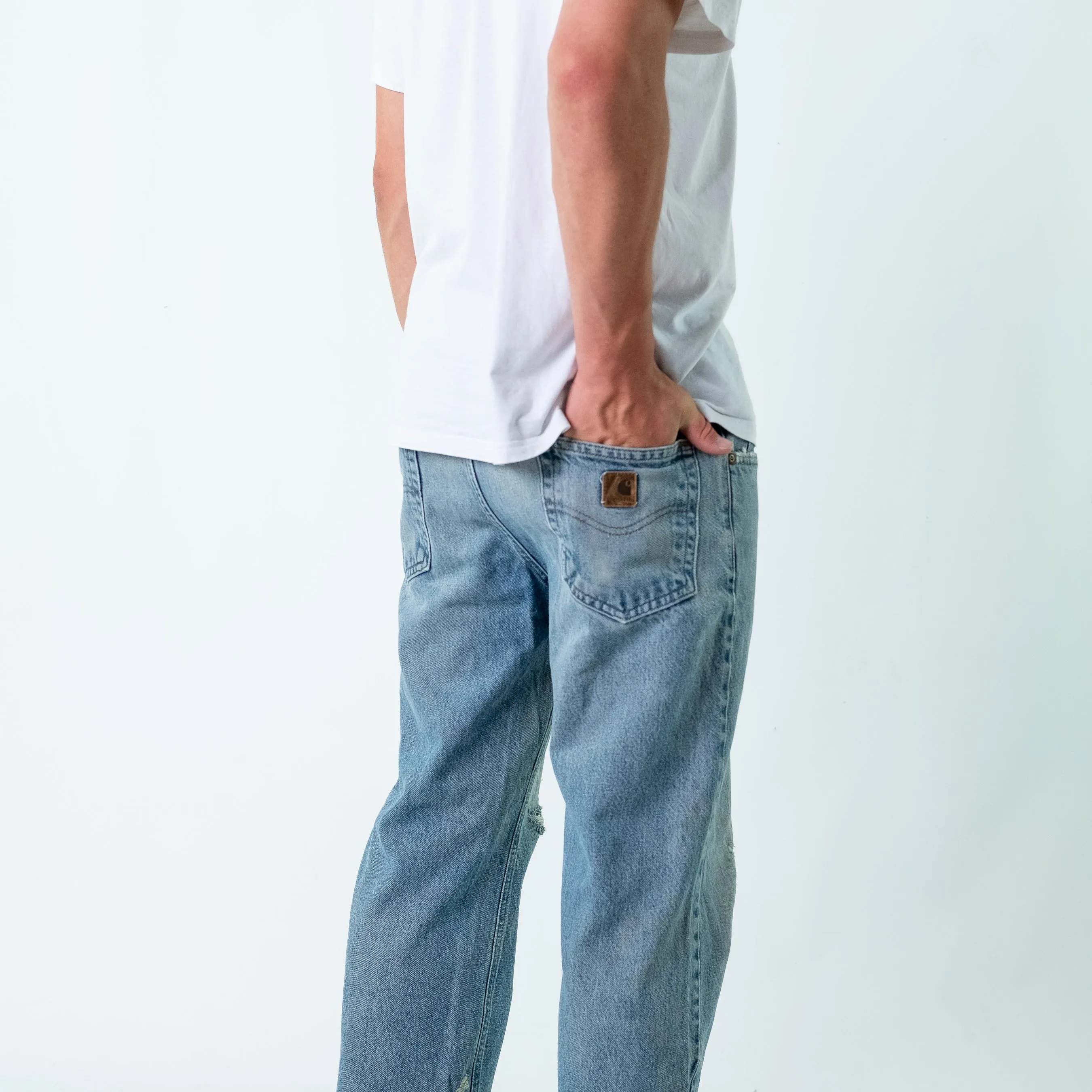 Light Blue 90s Carhartt Denim Carpenter Jeans Baggy Pants (34x32)