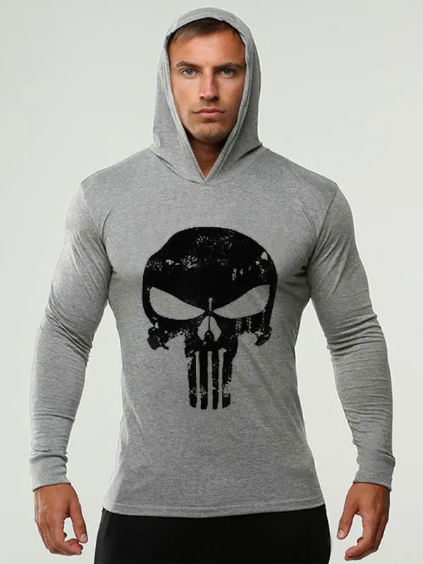 Men Hoodies Hooded Long Sleeves Printed Polyester Chic Sweatshirt