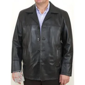 Mens Black Leather Reefer Jacket - Oscar | UK Leather Jackets