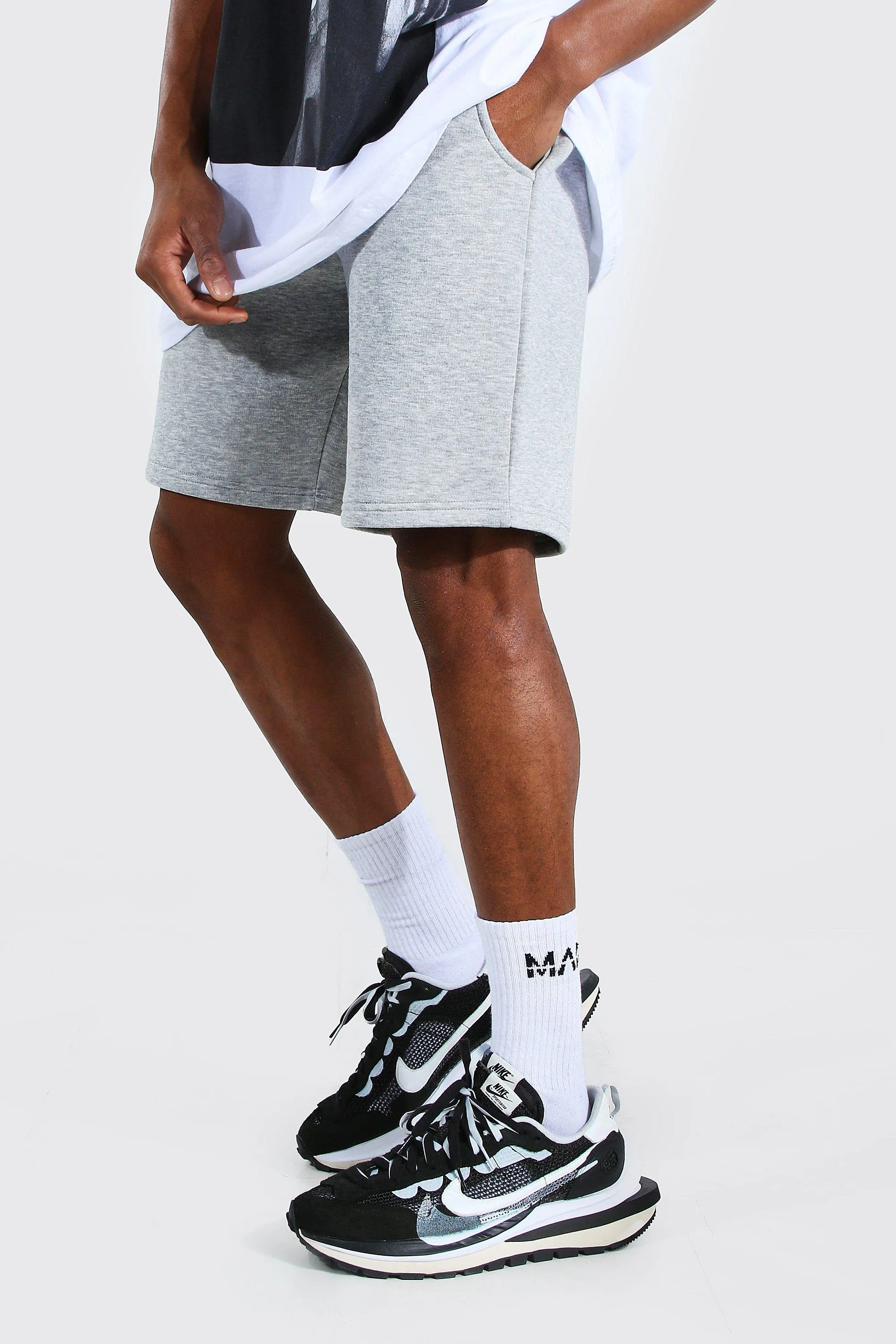 Mid Length Jersey Shorts With Man Draw Cords