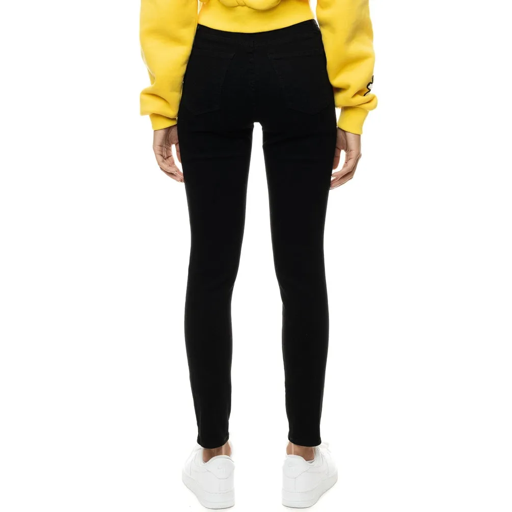 Mid Rise Super Skinny Heavy Ripoff Jeans - Deep Black