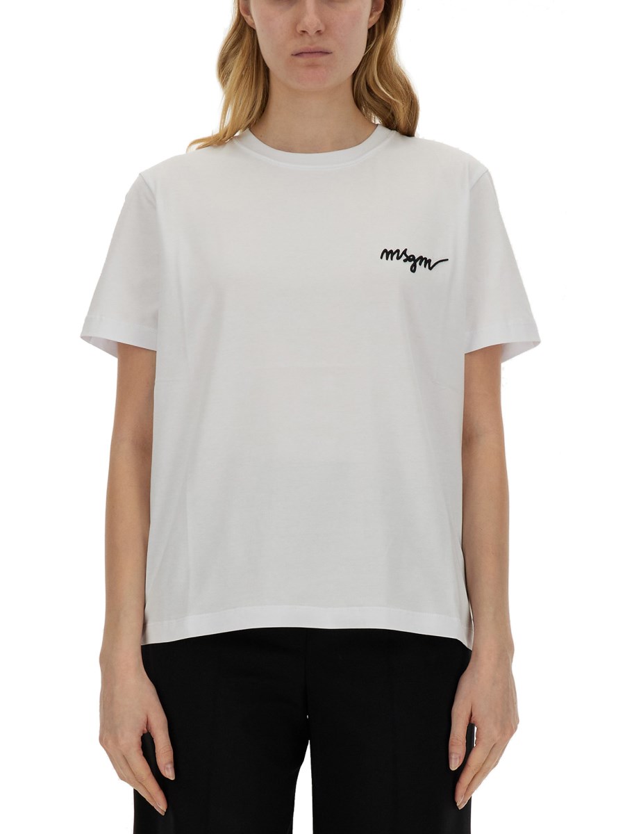 MSGM      T-SHIRT IN JERSEY DI COTONE CON LOGO