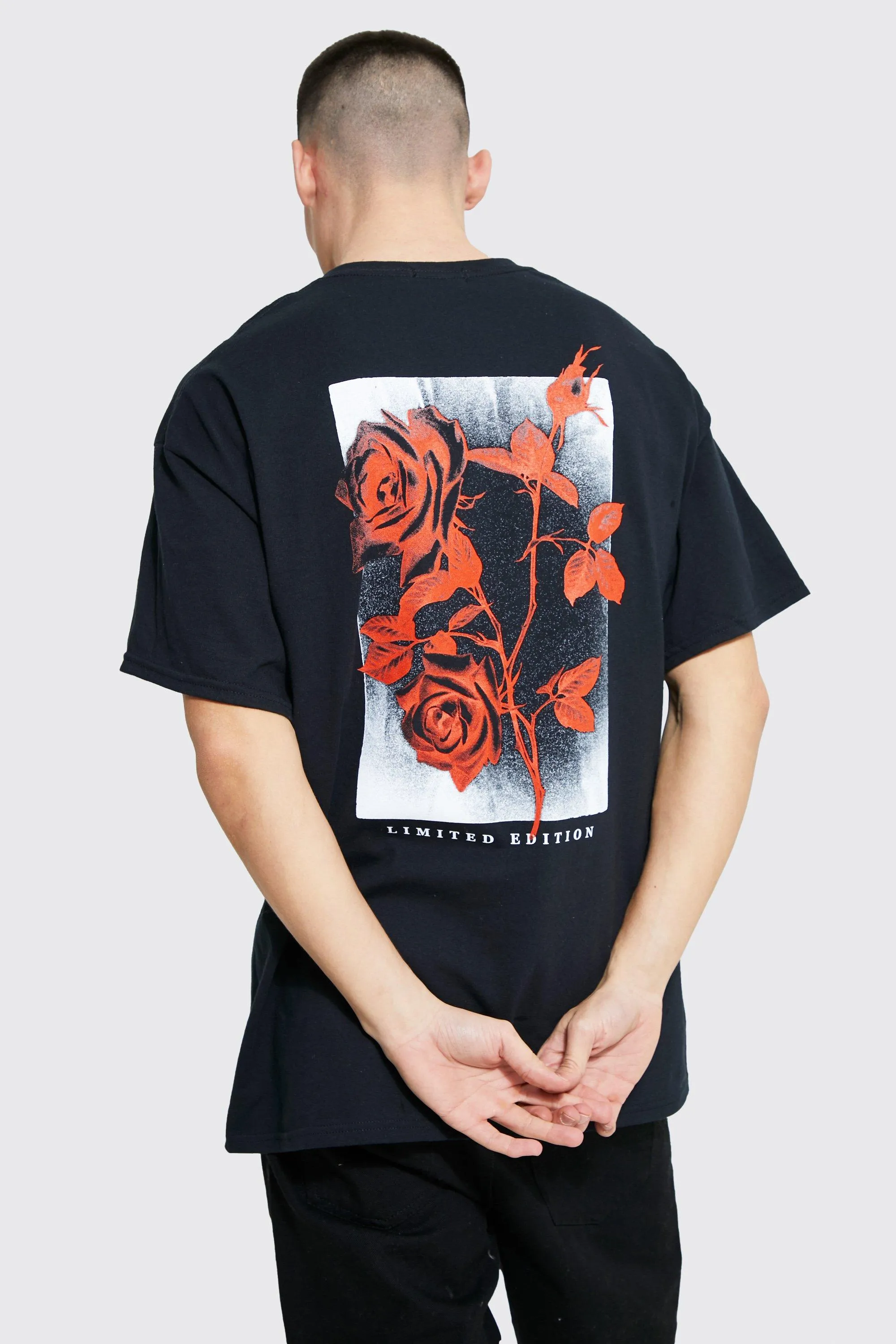 Oversized Floral Back Graphic T-shirt