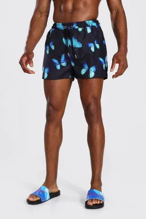Short Length Butterfly Swim Shorts | boohooMAN UK