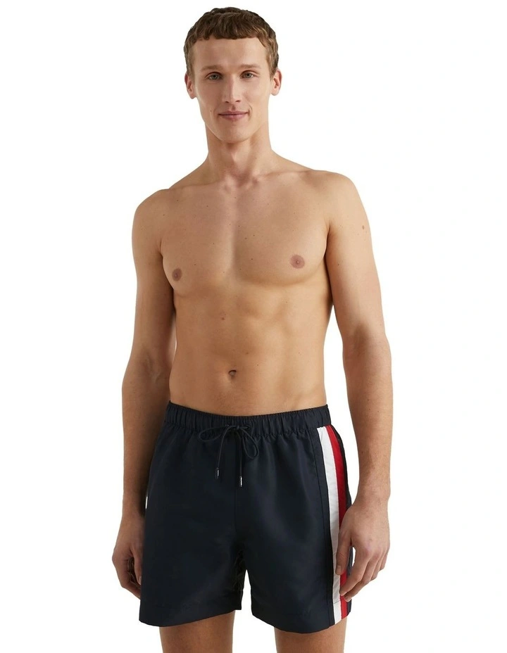 Signature Tape Mid Length Swim Shorts in Blue