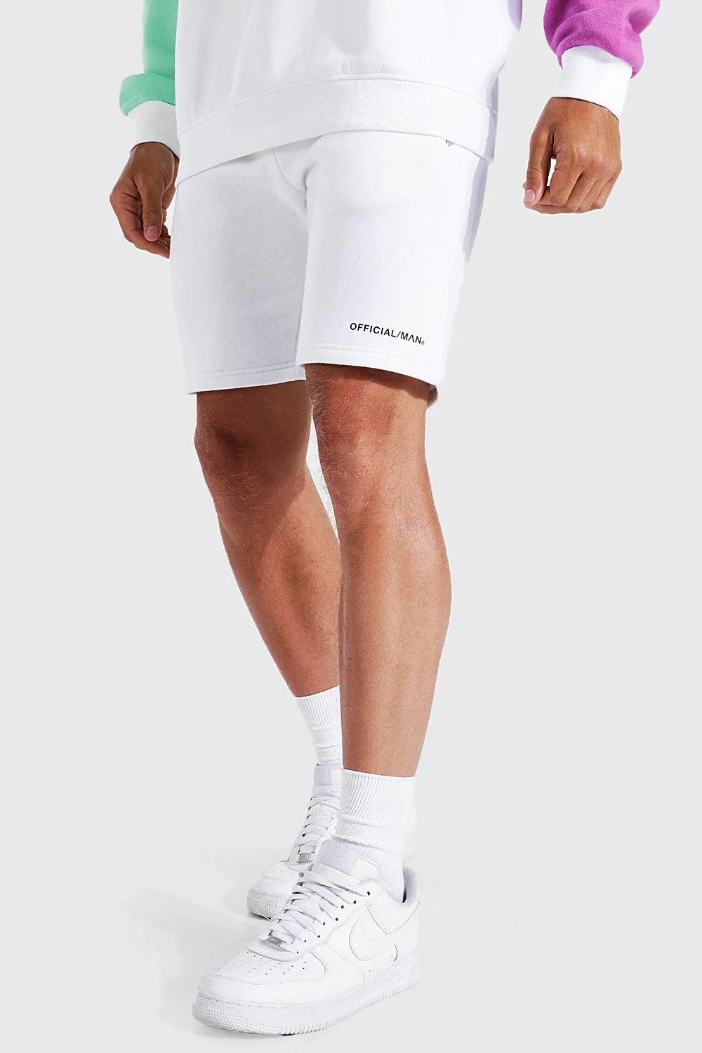 Slim Official Man Waistband Mid Jersey Short | boohooMAN UK