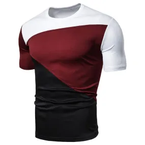 Stitching Round Neck Men's T-shirt
