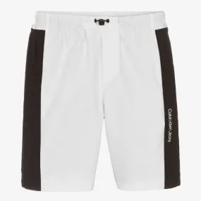 Teen Boys White & Black Logo Shorts
