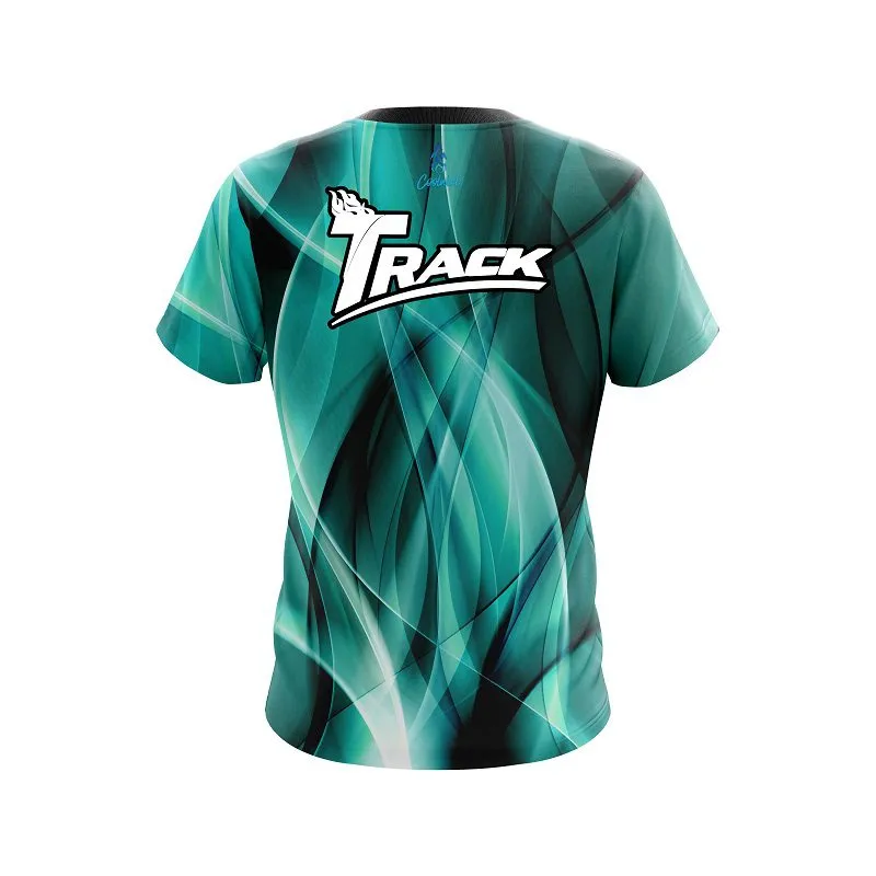 Track Wavy Aqua Swirl CoolWick Bowling Jersey
