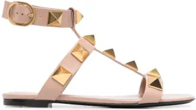 Valentino Garavani Roman Stud flat leather sandals Pink