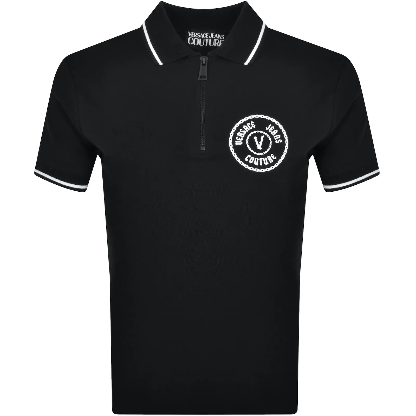 Versace Jeans Couture Zip Polo T Shirt Black