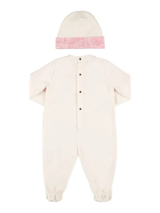 Versace   Printed cotton jersey romper & hat 