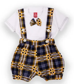Yellow Plaid Unisex Shorts Set (0-18m)