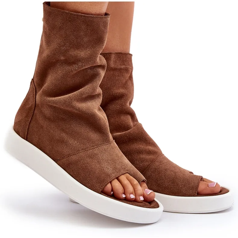 Zazoo 3441 Women's Suede Sandals With Brown Upper